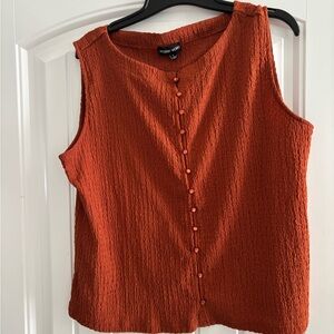 Textured Sleeveless Blouse in Rust by Missing You